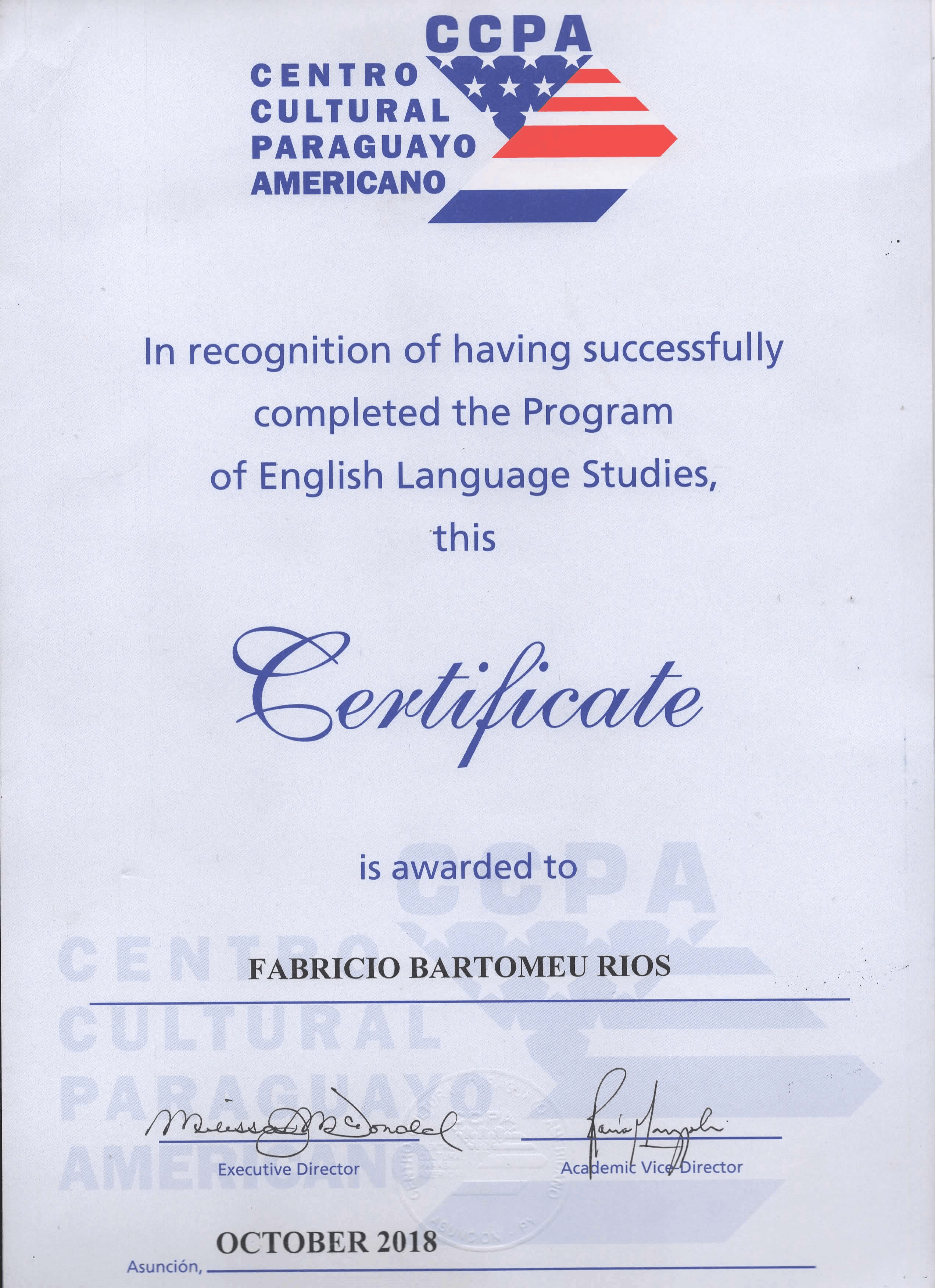 Certificado CCPA