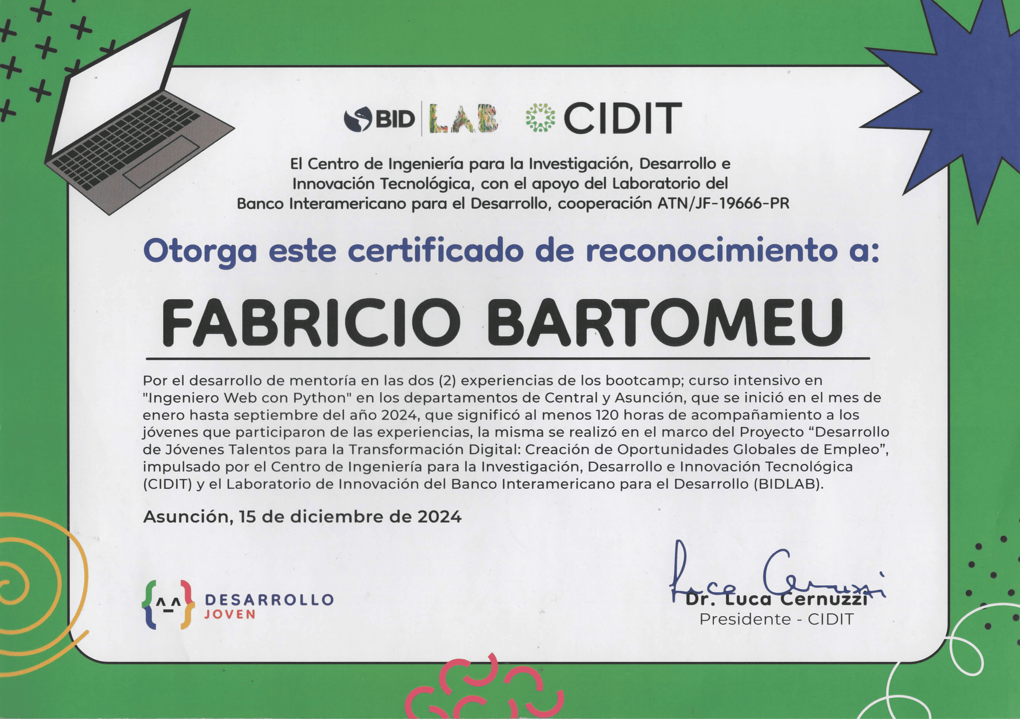 Certificado Mentor